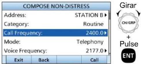 ICOM IC-M804 - Seleccione "Call Frequency". - 1