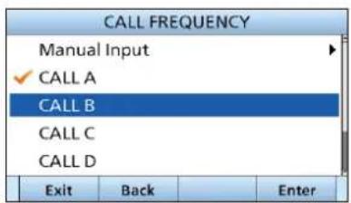 ICOM IC-M804 - Selezionare una frequenza di chiamata, o "Manual Input". - 1