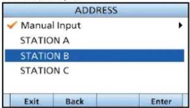 ICOM IC-M804 - Wählen Sie eine individuelle Adresse oder "Manual Input". - 1