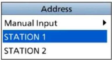 Address Manual Input ▶ STATION 1 STATION 2
