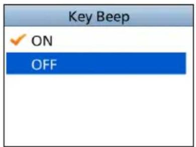 Key Beep ✓ ON OFF
