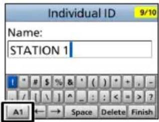 Individual ID 9/10 Name: STATION 1 A1 ← → Space Delete Finish