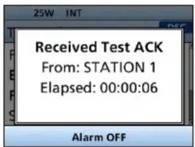 Received Test ACK From: STATION 1 Elapsed: 00:00:06 Alarm OFF