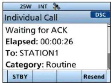 25W INT Individual Call Waiting for ACK Elapsed: 00:00:26 To: STATION1 Category: Routine STBY Resend