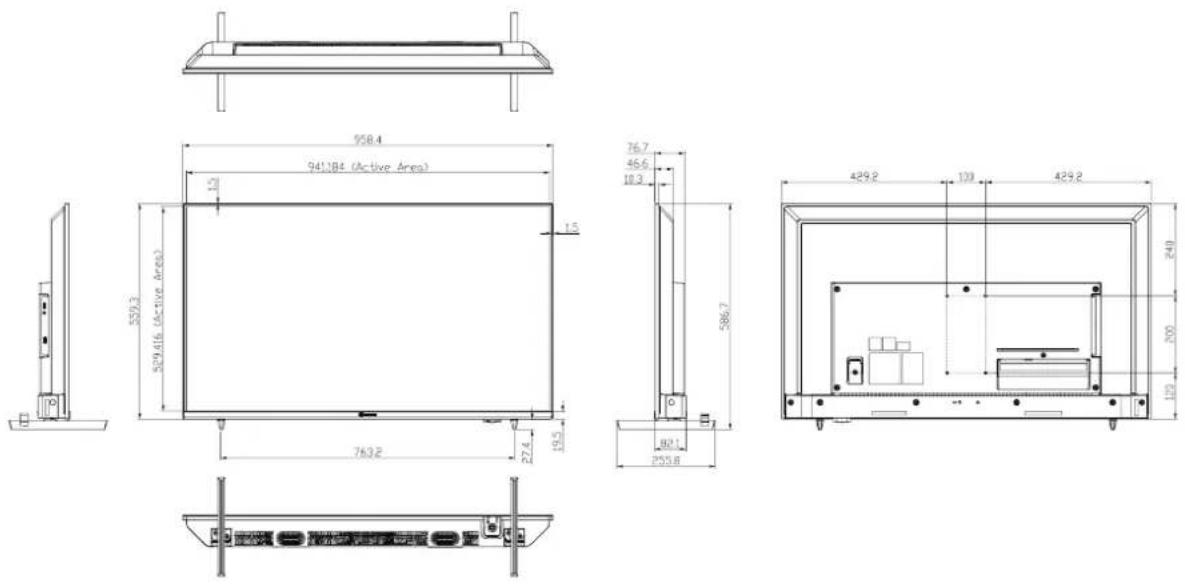 AG Neovo VA4301 - Dimensions de l'écran - 1