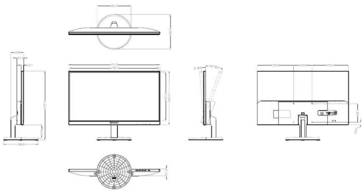 AG Neovo LW2403 - Dimensions de l'moniteur - 1
