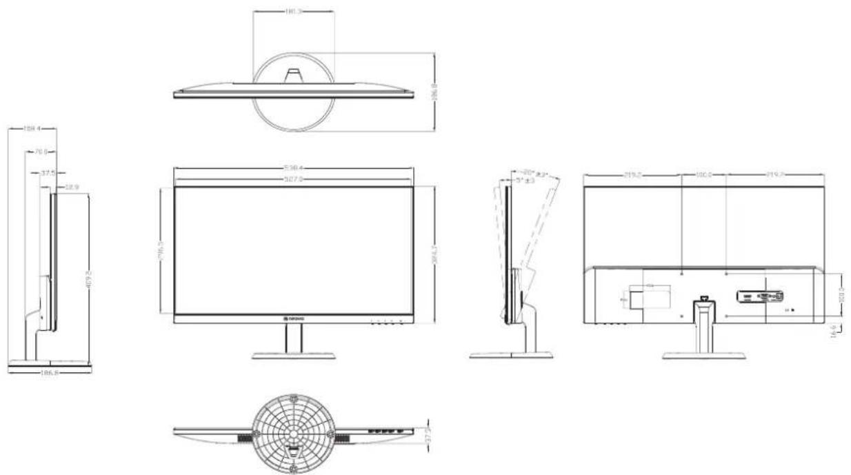 AG Neovo LW2403 - Dimensions de l'moniteur - 2