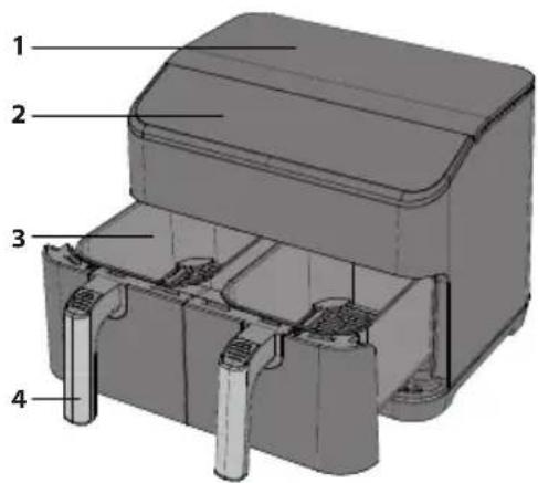 SHARP AF-GD82AE - Please familiarize yourself with the following Air Fryer functions and accessories prior to first use: - 1