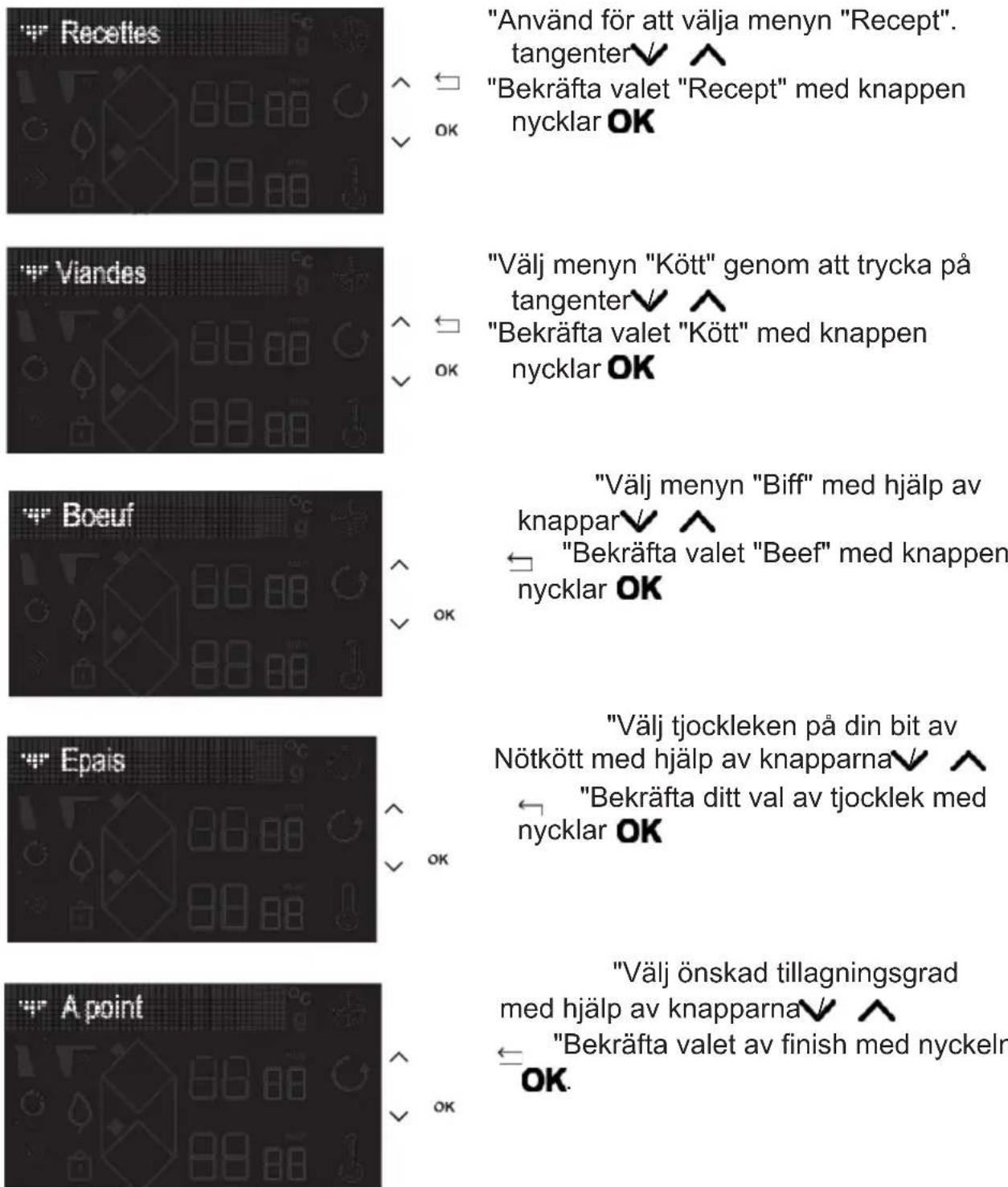 DE DIETRICH DPI4932BP - Exempel på ett recept på en bit nötkött : - 1