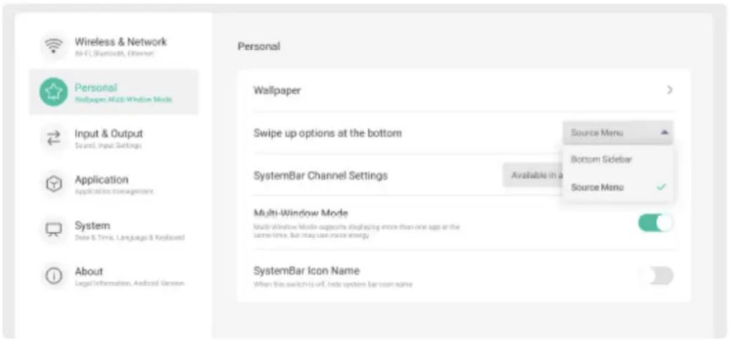 INFOCUS JTouch INF8655 - MAIN SCREEN SWIPE UP MENU - 1