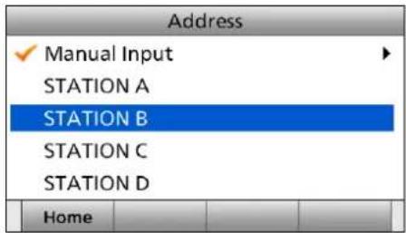 Address ✓ Manual Input STATION A STATION B STATION C STATION D Home