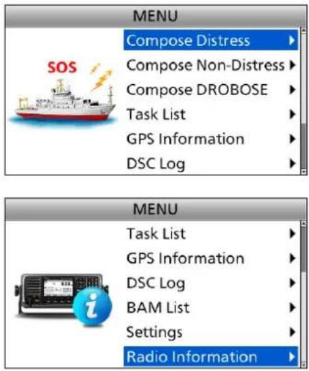 ICOM GM800 - propos de l'écran Menu - 1