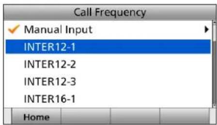 ICOM GM800 - Wählen Sie eine Ruffrequenz oder „Manual Input“. (Beispiel: INTER12-1) - 1