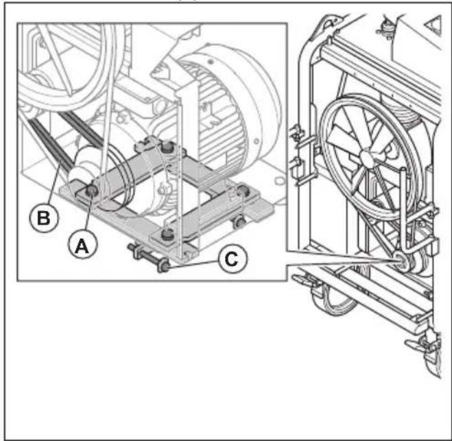 HUSQVARNA TF 334 - To adjust the tension in the V-belt for the motor - 5
