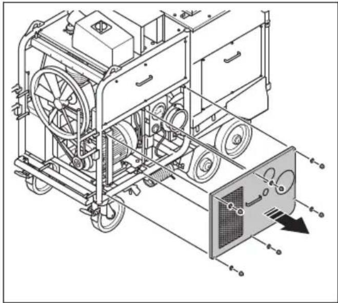 HUSQVARNA TF 334 - To adjust the tension in the V-belt for the motor - 4