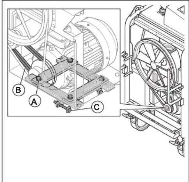 HUSQVARNA TF 324 - So stellen Sie die Spannung des Keilriemens für den Motor ein - 5