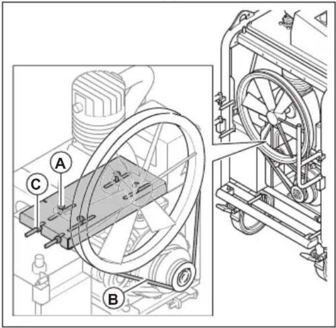 HUSQVARNA TF 324 - Réglage de la tension de la courroie trapézoïdale du compresseur d'air - 5