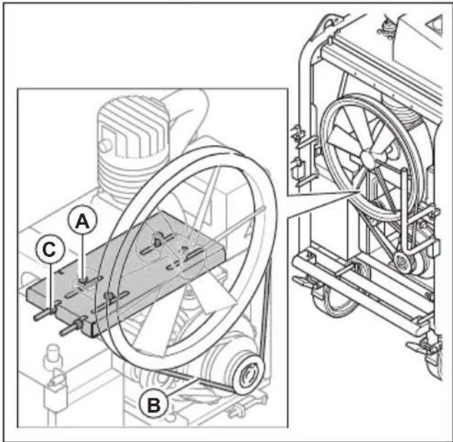 HUSQVARNA TF 324 - To adjust the tension in the V-belt for the air compressor - 5