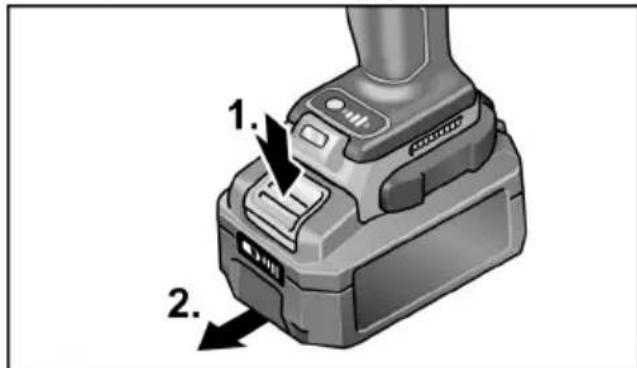 Flex ID 1/4" 18.0-EC - Inserting/replacing the battery - 2