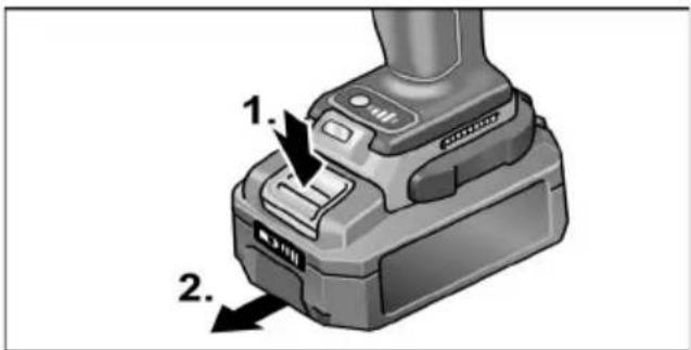 Flex ID 1/4" 18.0-EC - Akumulatora ievietošana/maina - 2