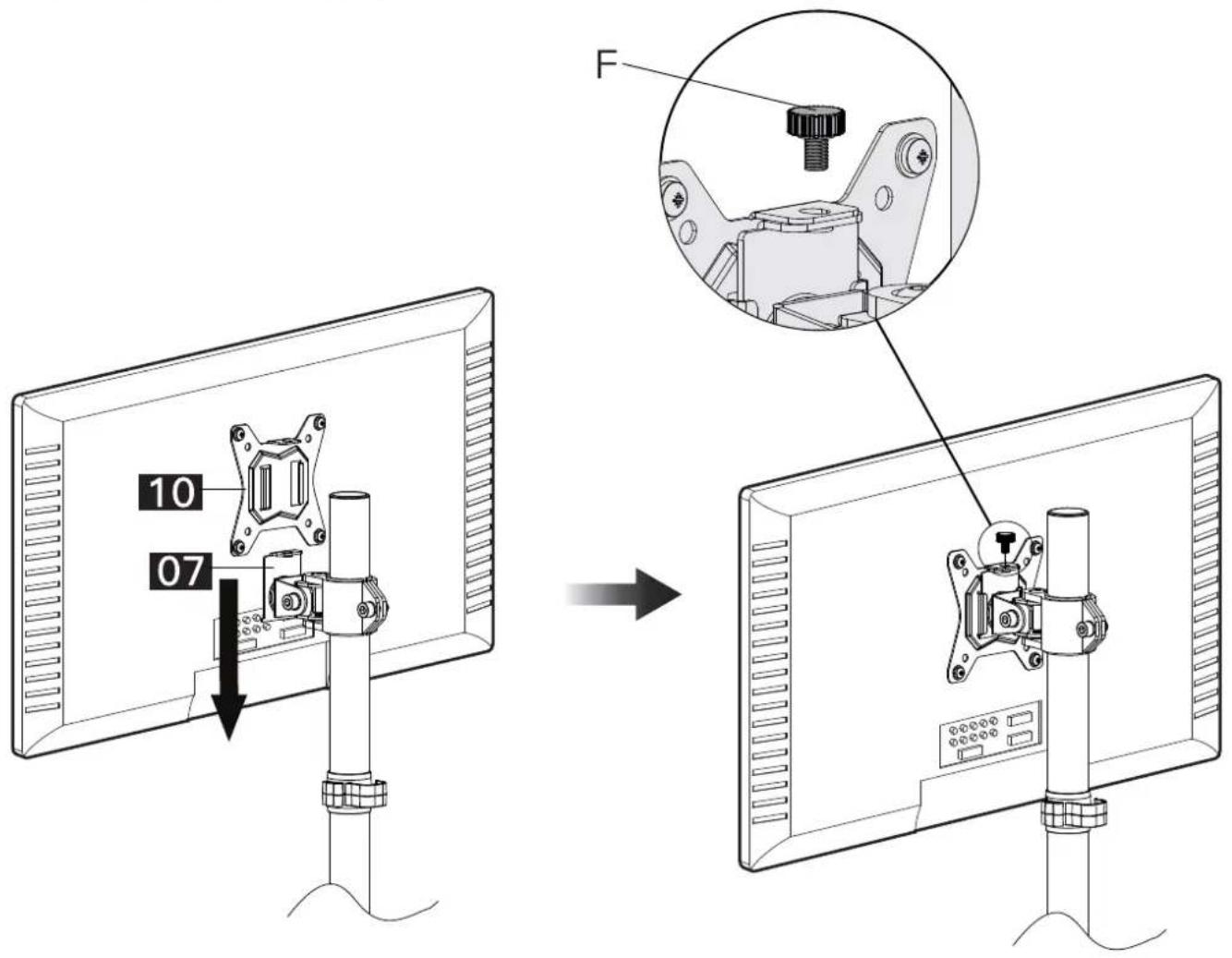 ErgoAV ERDAM1-01B - Étape 4 Fixer le moniteur au support - 1