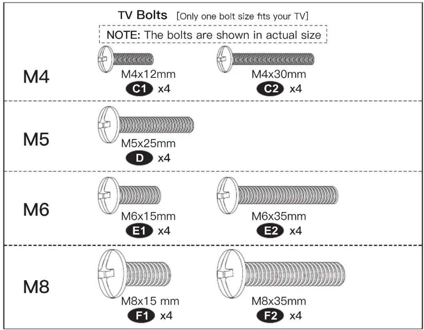 ErgoAV ERMTS1-01B - Check the VESA Pattern of Your TV before the Installation - 5
