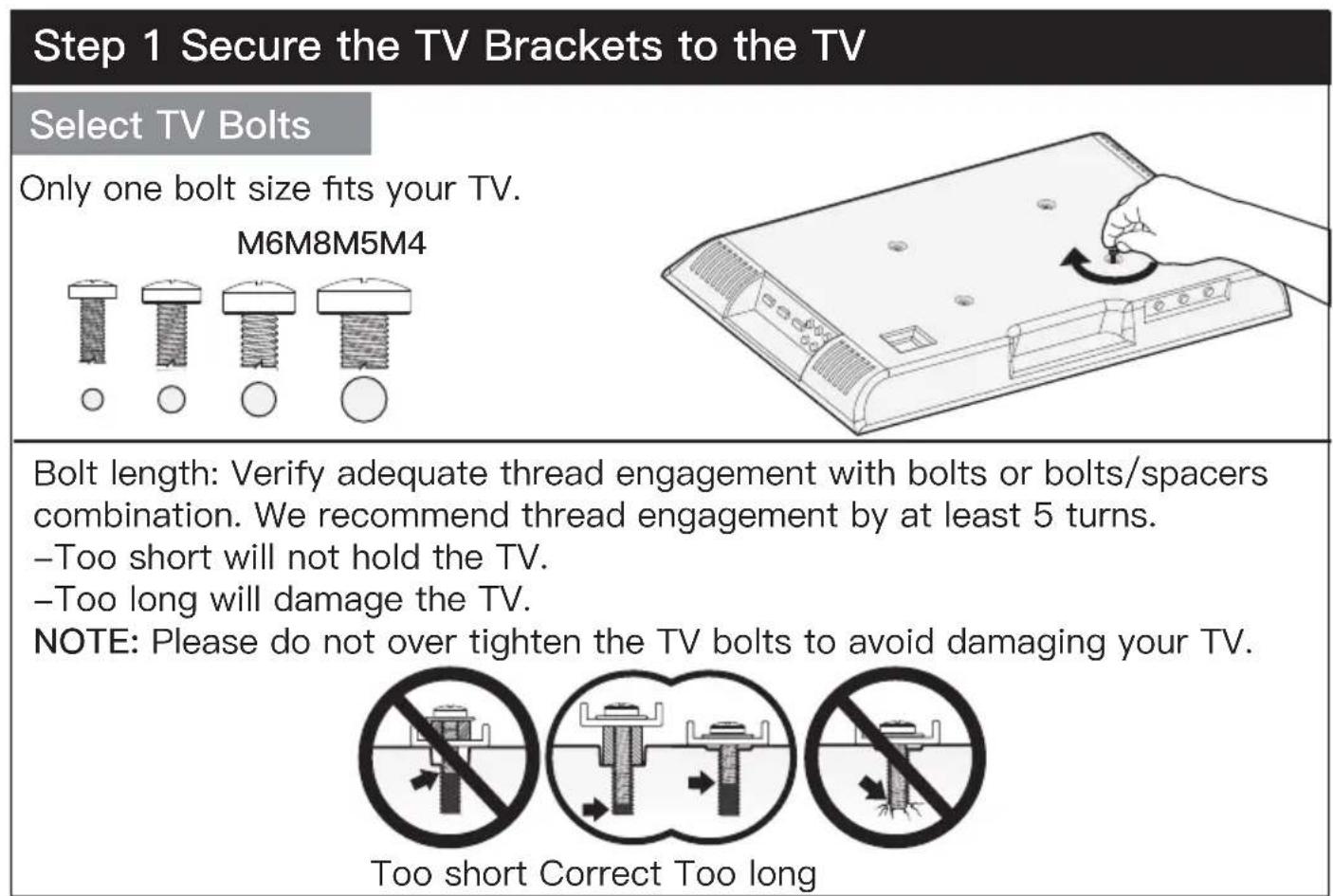 ErgoAV ERMTS1-01B - Check the VESA Pattern of Your TV before the Installation - 6