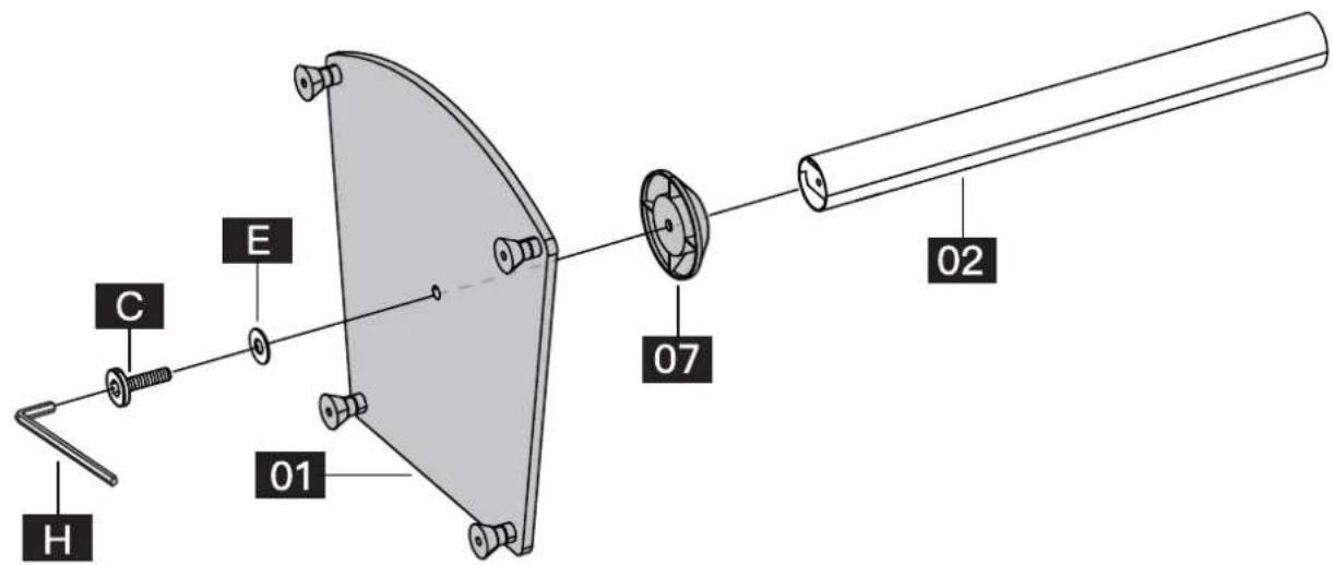 ErgoAV ERSSM1-01B - Étape 2 Assembler le pilier à la base - 1