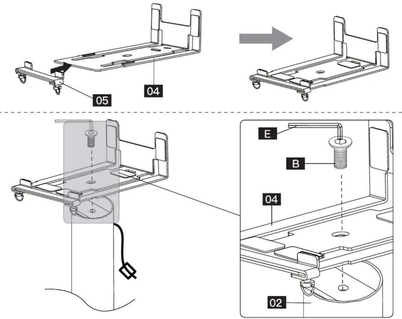 ErgoAV ERSSM1-01B - Étape 4 Fixez le support du haut-parleur au pilier - 3