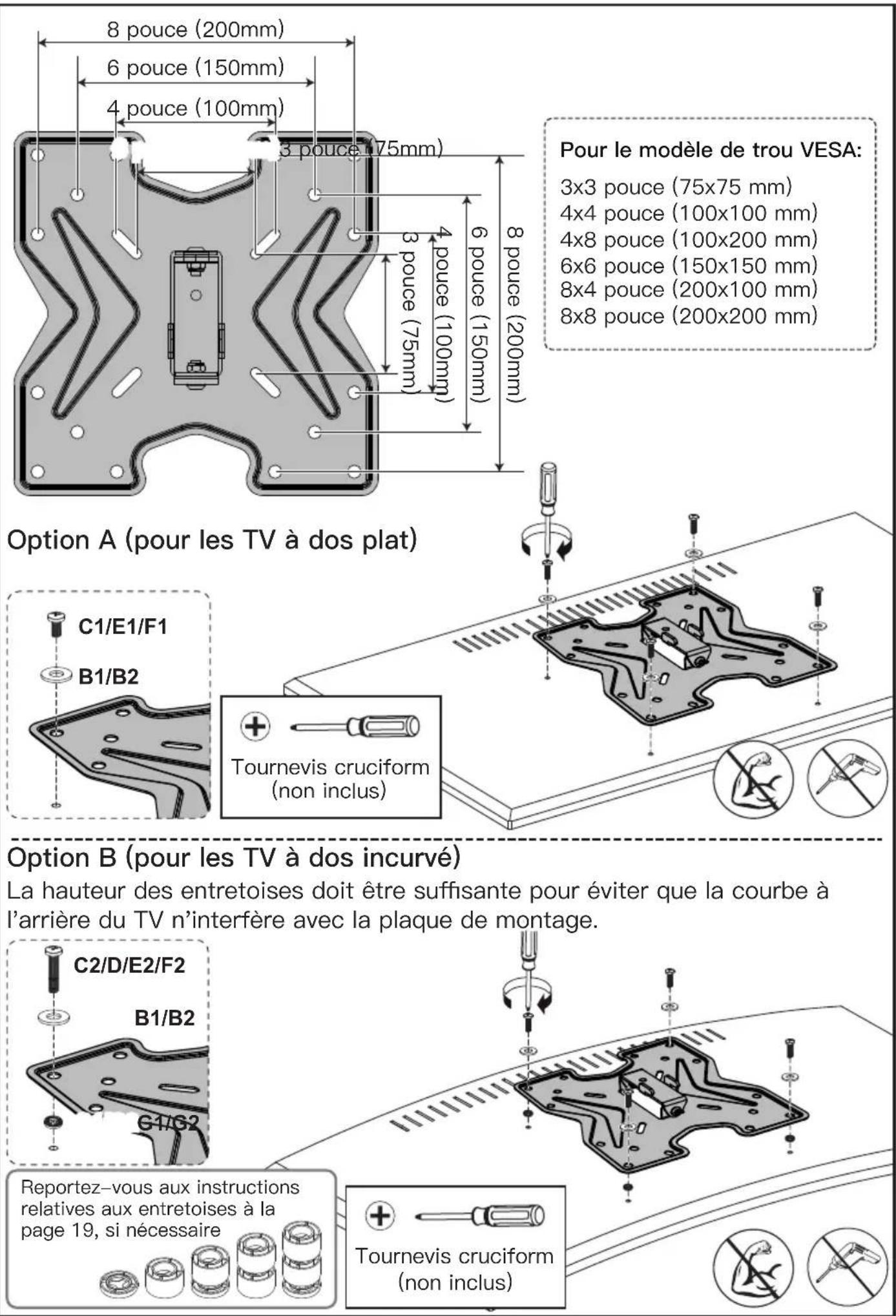 ErgoAV ERTSS2-01B - Sélectionnez les Boulons de TV. - 8