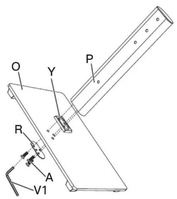 ErgoAV ERTSS2-01B - Étape 2-2 Attacher l'pileur support [P] à la la base en verre trempe [O]. - 1
