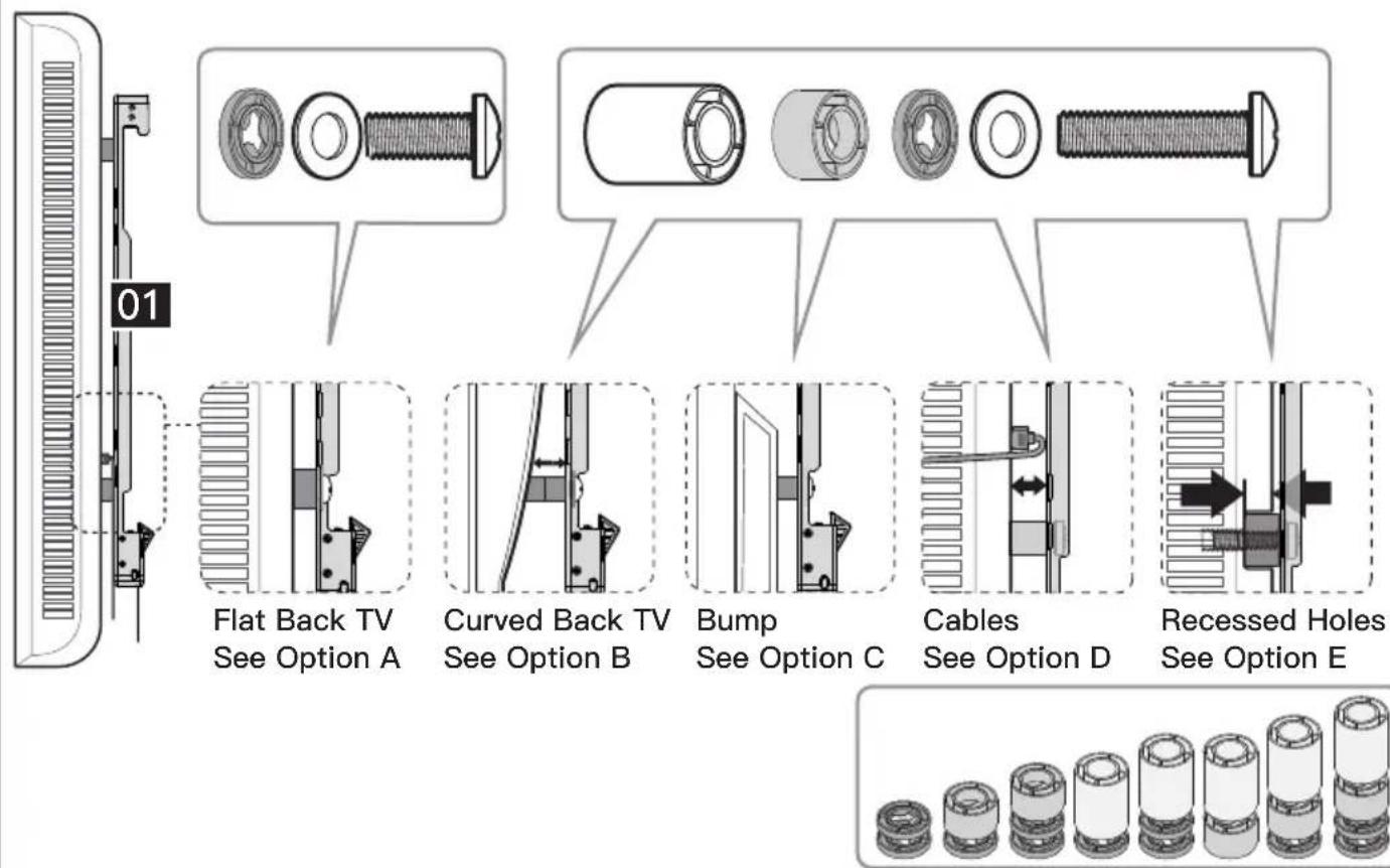 ErgoAV ERMMM7-01B - 1-2 Spacer and Bolt Configurations - 1