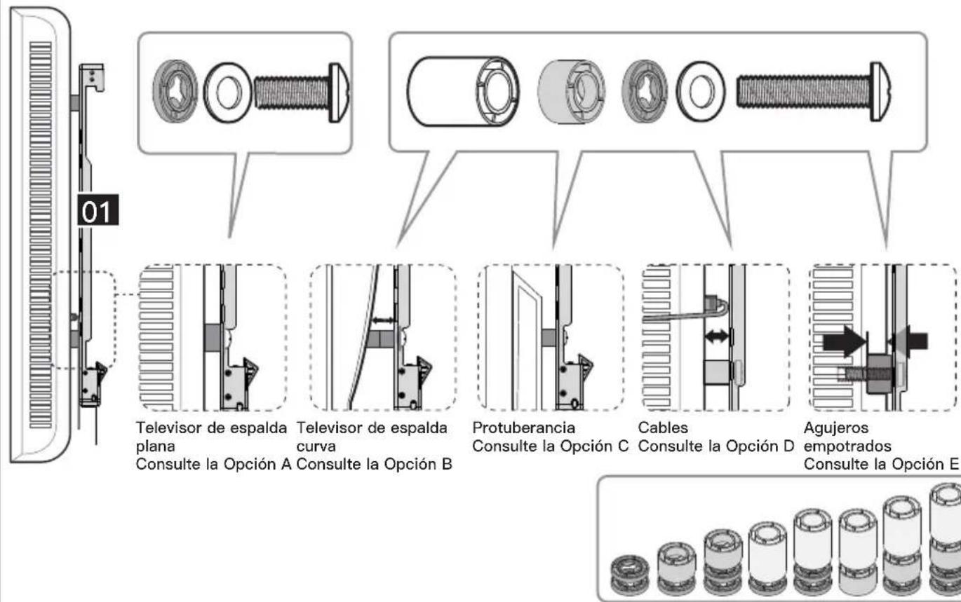 ErgoAV ERMMM7-01B - 1-2 Configuraciones de espaciador y tornillo - 1