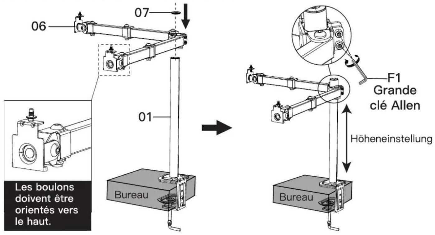 ErgoAV ERDAS2-01B - Étape 2 Fixation du bras pivotant au pilier support - 1