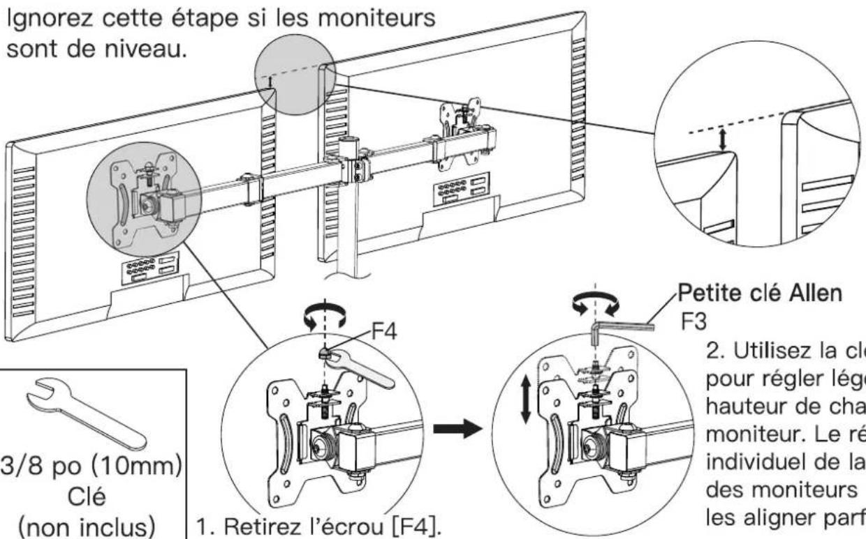 ErgoAV ERDAS2-01B - Réglez légèrement la hauteur de chaque moniteur - 1