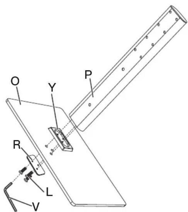 ErgoAV ERTSL2-01B - Step 2-1 Connect the support pillar [P] to tempered glass base [O] - 1