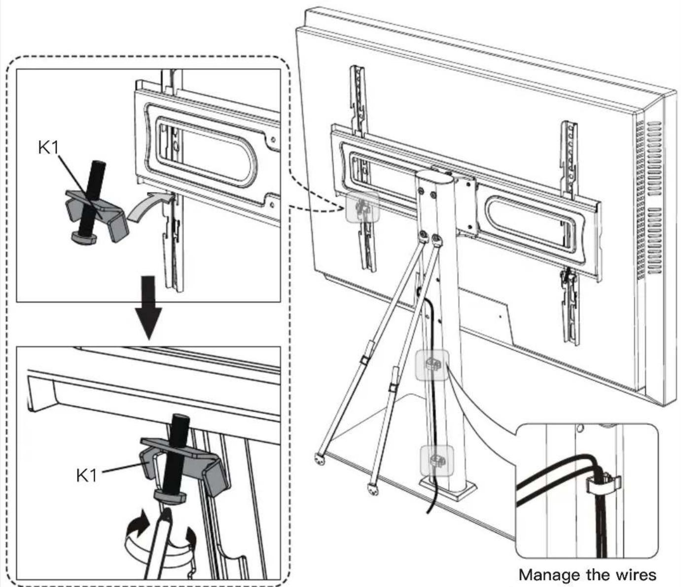 ErgoAV ERTSL2-01B - Step 5 Attach TV to the TV Plate [M] and Manage the Wires - 4