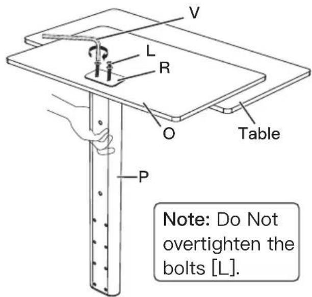 ErgoAV ERTSL2-01B - Step 2-1 Connect the support pillar [P] to tempered glass base [O] - 2