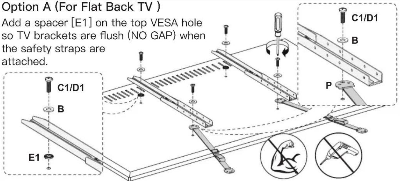 ErgoAV ERTSX1-01B - Option A (For Flat Back TV) - 1