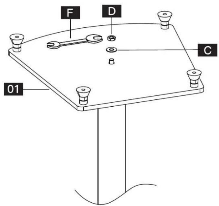 ErgoAV ERSSL1-01B - Étape 3 Assembler la base au pilier - 4