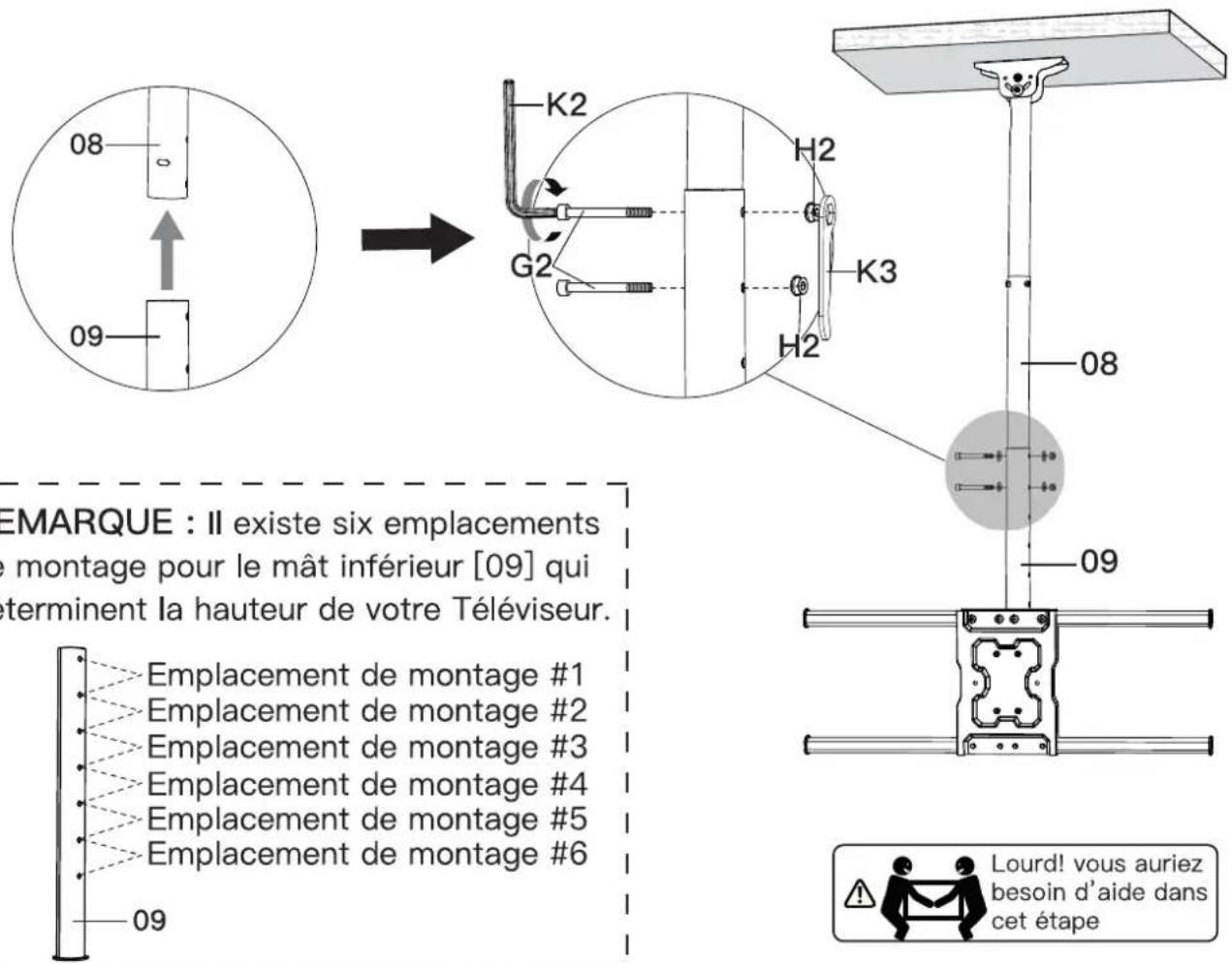ErgoAV ERMCL1-01B - Étape 5 Fixez les poteaux avec l'ensemble de support avant au poteau supérieur - 3