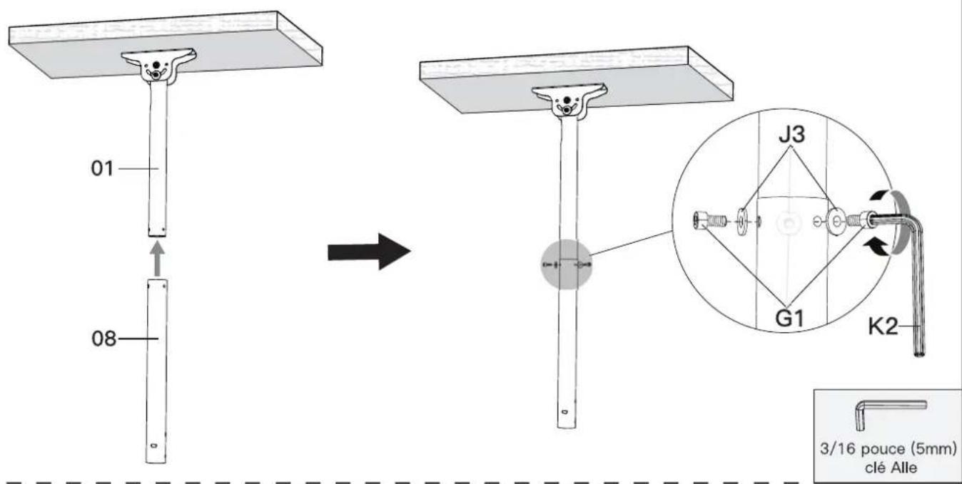 ErgoAV ERMCL1-01B - Étape 5 Fixez les poteaux avec l'ensemble de support avant au poteau supérieur - 2