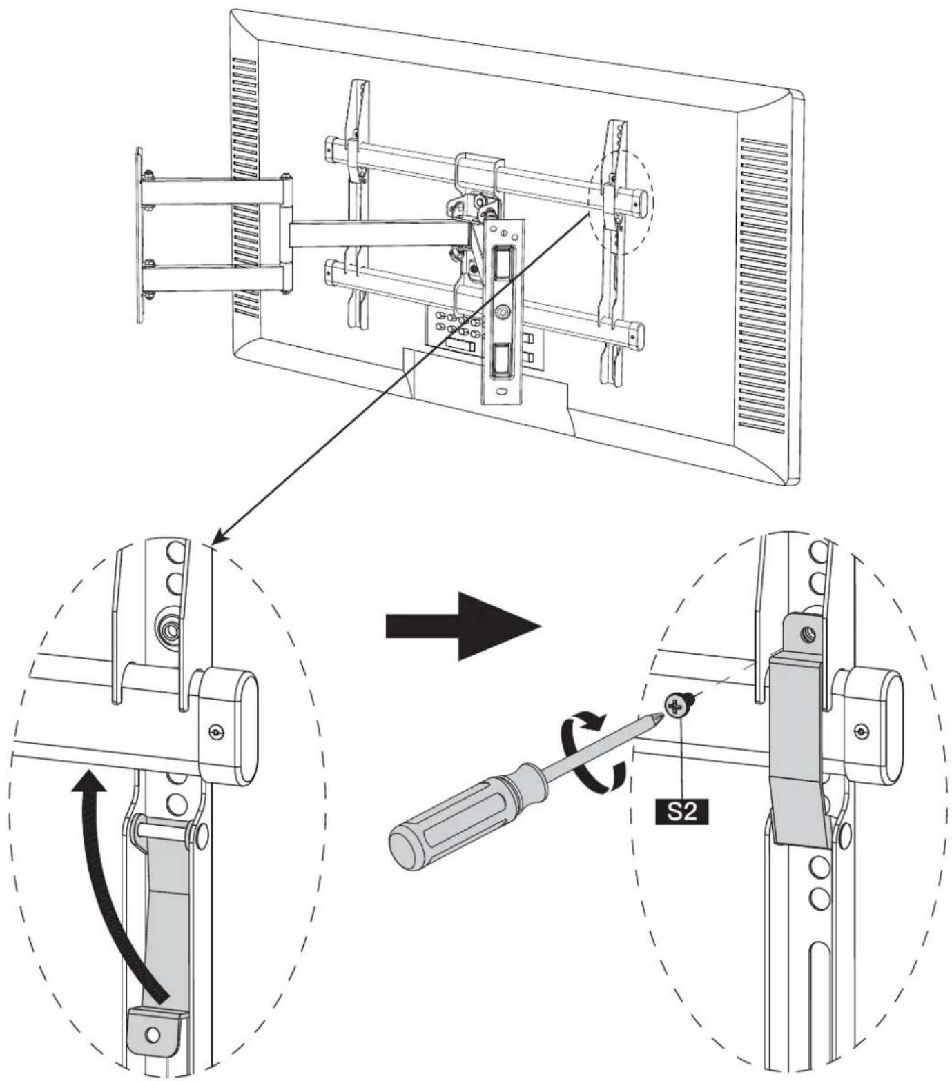 ErgoAV ERMSL1-01B - Étape 3 Fixez le télévisueur avec les attaches au support avant - 3