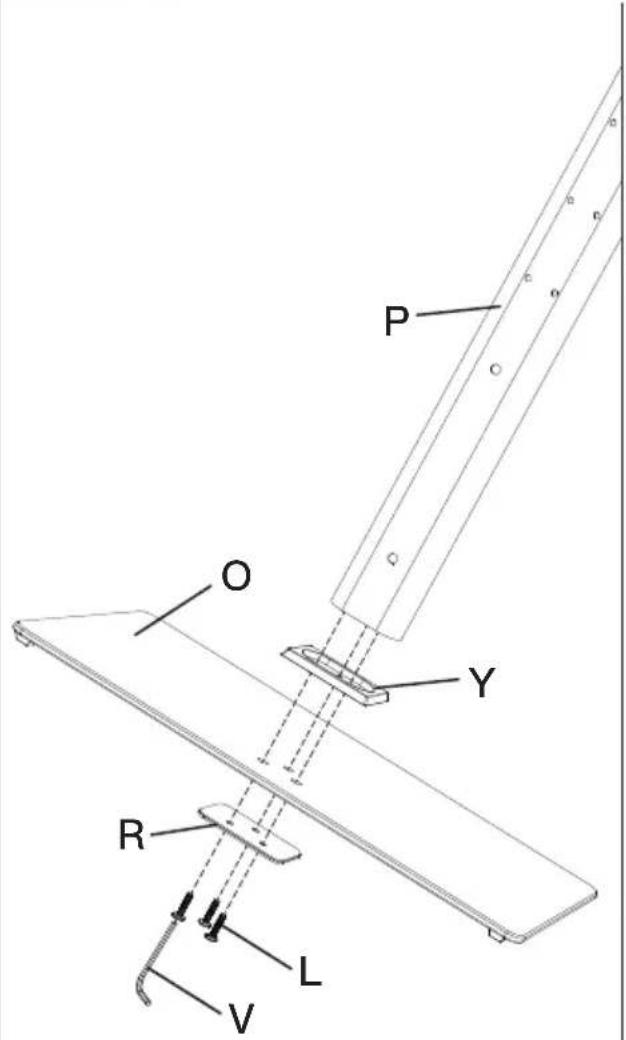 ErgoAV ERTSL1-01B - Connect the support pillar [P] to tempered glass base [O] - 1