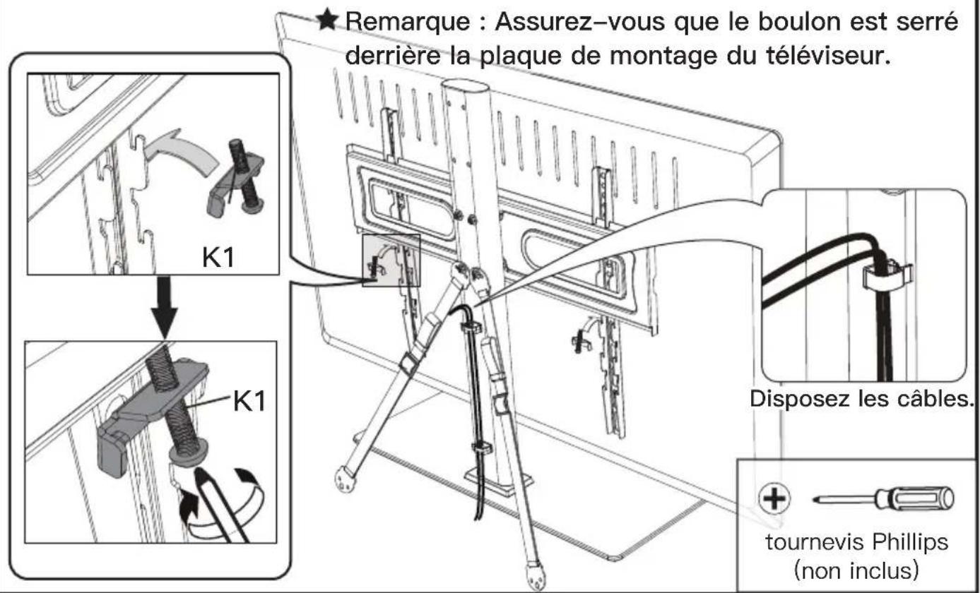 ErgoAV ERTSL1-01B - Fixer le téléviseur sur la plaque du téléviseur [M] et gérer les fils. - 4