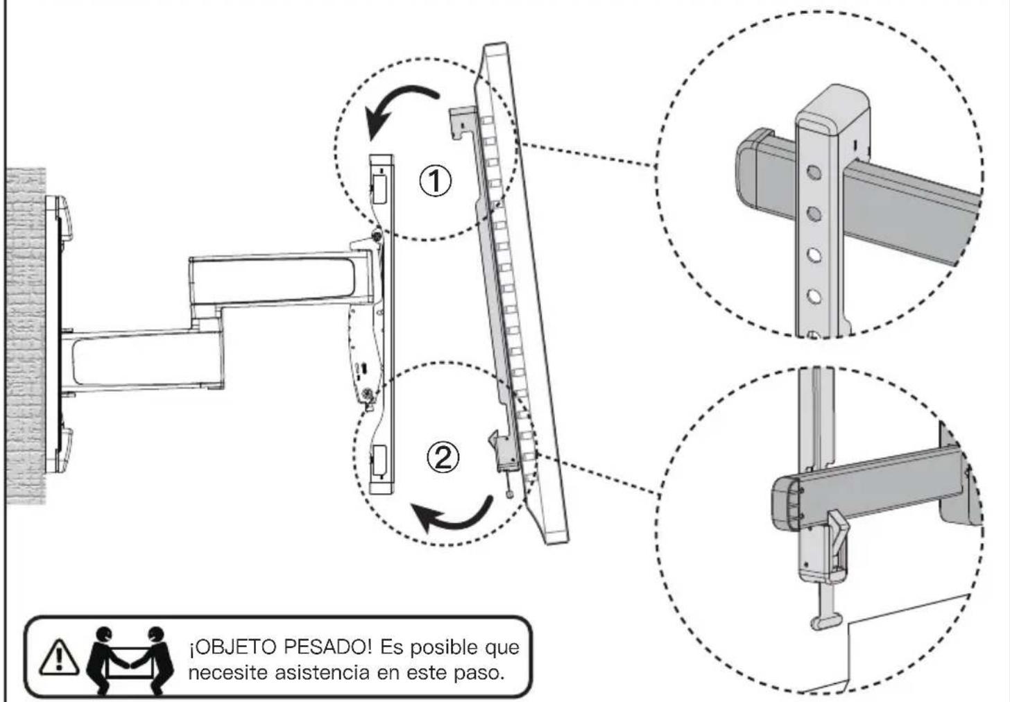 ErgoAV ERMMM6-01B - Paso 3 Fije el Conjunto de brazo a la placa de pared - 3