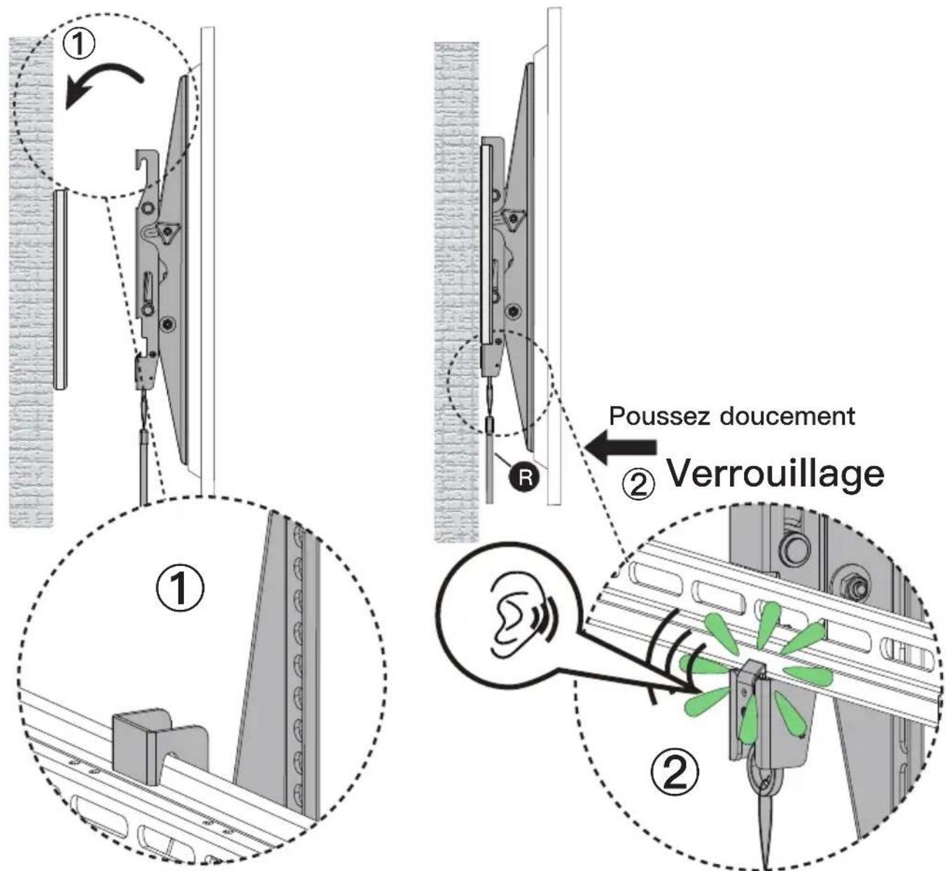 ErgoAV ERMTX1-01B - Pour accrocher le téléviseur sur la plaque murale - 1