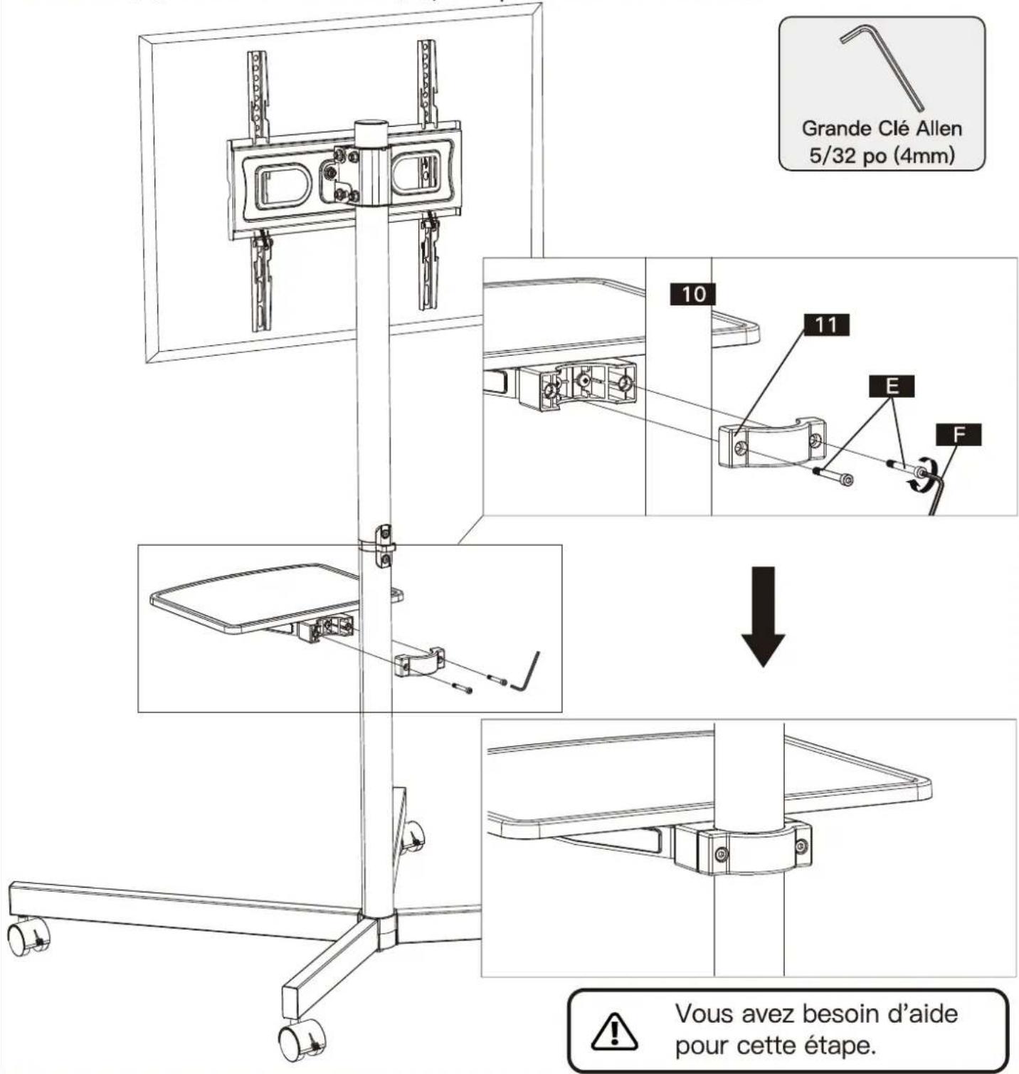 ErgoAV BETCM1-01B - Étape 10 Fixer l'étagère au Pôle - 1