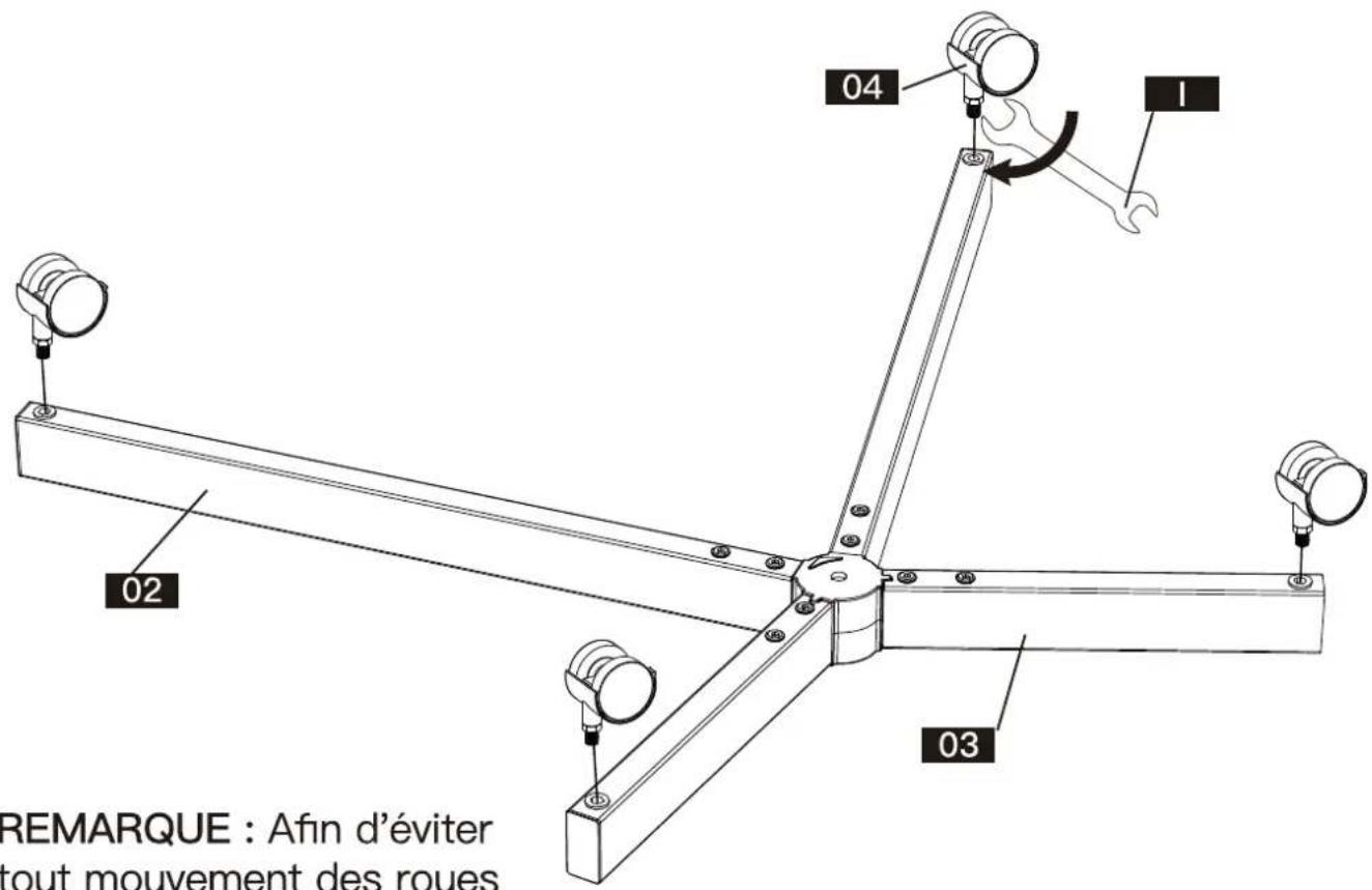ErgoAV BETCM1-01B - Étape 2 Fixer les Roues à la Base - 1