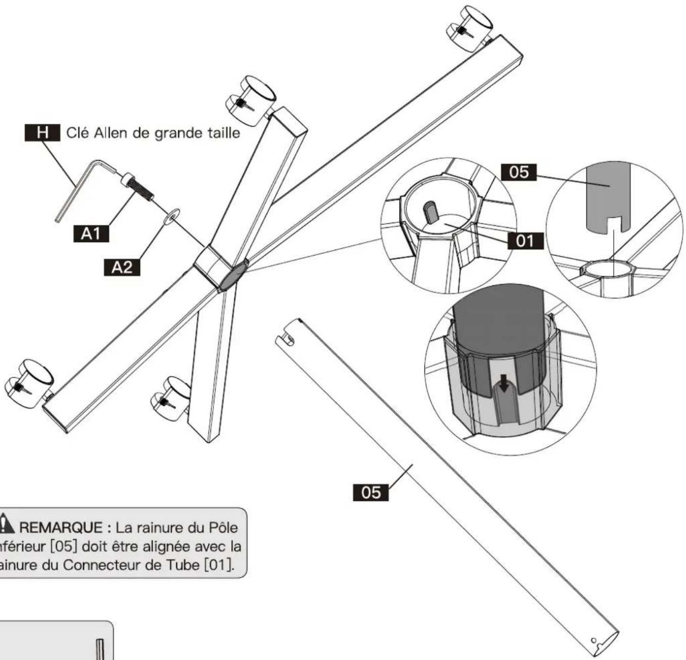 ErgoAV BETCM1-01B - Étape 3 Fixer le Pôle Inférieur à la Base - 1